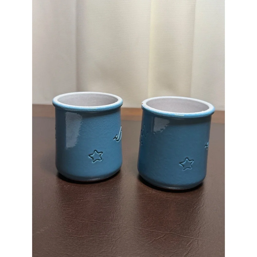 La Fermière Limited Edition Blue Whale Star Yogurt Pots Set of 2 Terracotta